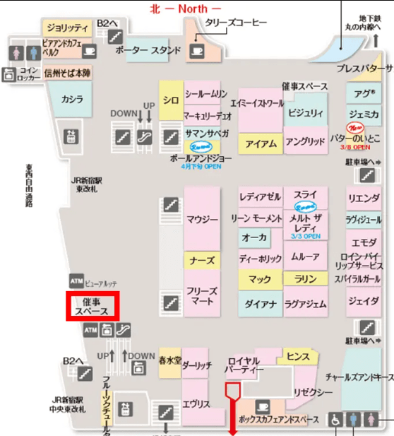 JR中央東口改札外 青山フラワーマーケット前の図面・フロアマップ